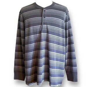 Lands End x Blake Shelton Mens Henley Shirt Sz XXL 2XL Gray Stripe Waffle Knit